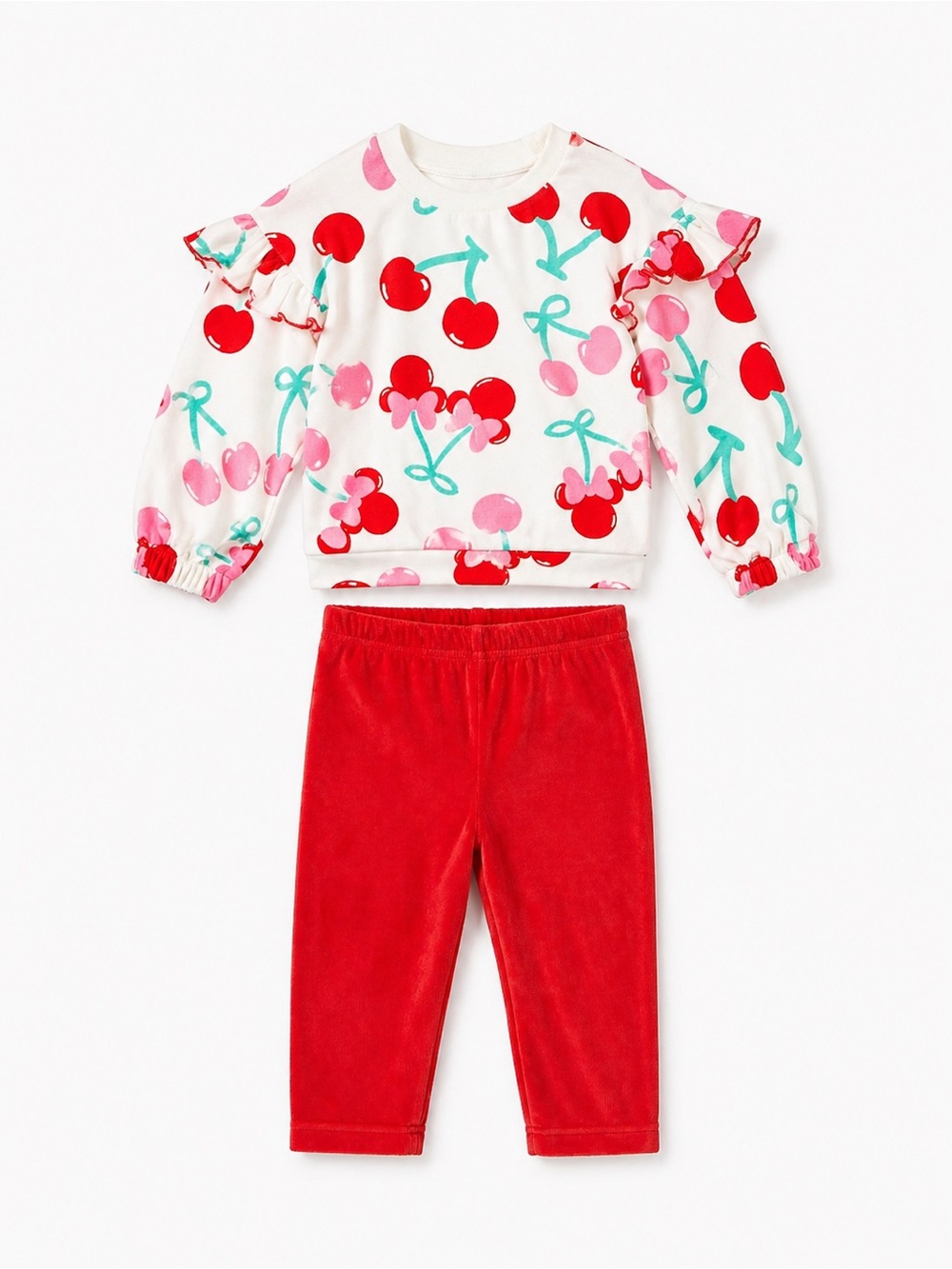 Disney Minnie Mouse Velour Set 2T NWT Red Cozy Outfit Gift - Picture 4 of 8